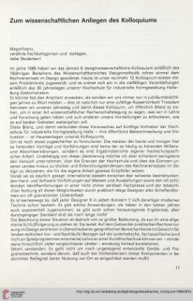 Zum wissenschaftlichen Anliegen des Kolloquiums
