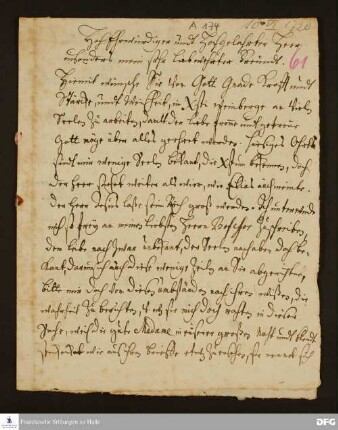 Brief von Thomas Tollen an August Hermann Francke.