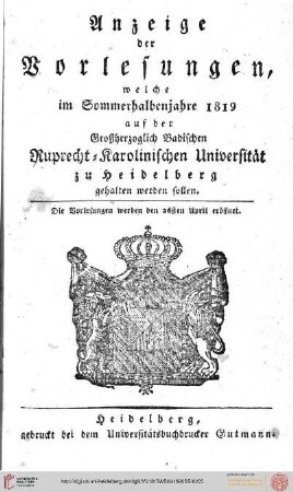 Sommersemester 1819