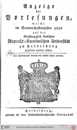 Sommersemester 1819