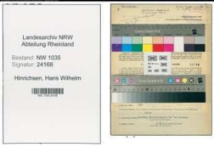 Entnazifizierung Hans Wilhelm Hinrichsen , geb. 05.04.1902 (Bergingenieur)