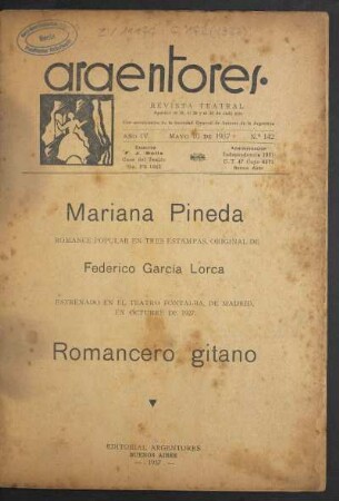 1937014200: Mariana Pineda : romance popular en tres estampas