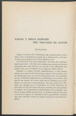 Tacna y Arica después del Tratado de Ancón - (Continuación)