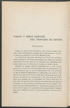 Tacna y Arica después del Tratado de Ancón - (Continuación)