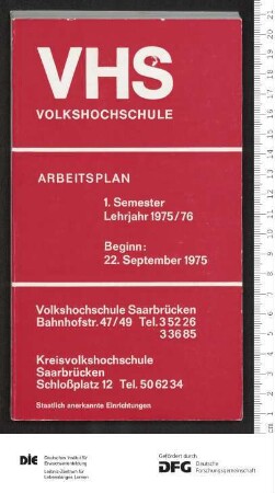 Programm 1. Semester 1975/1976
