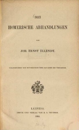 Drei Homerische Abhandlungen