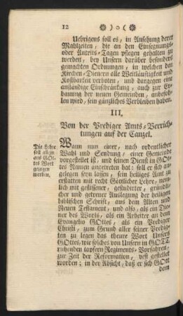 III. Von der Prediger Amts-Verrichtungen auf der Canzel.