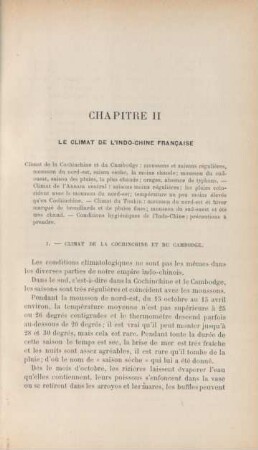 Chapitre II : Le climat de L'Indo-Chine française