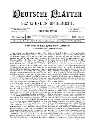 Über Herbarts bloss darstellenden Unterricht : (Schluss)