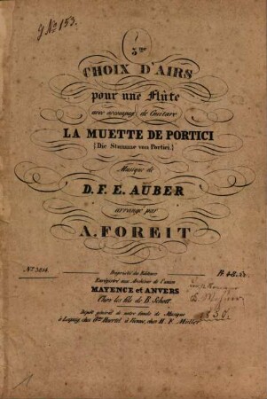 3me choix d'airs pour une flûte avec accompag. de guitare : la muette de Portici