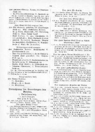 Vermehrung der Sammlungen des Vereins