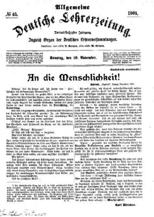 An die Menschlichkeit!