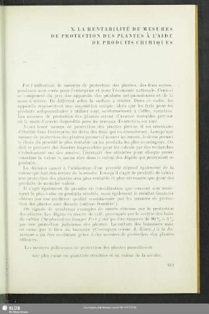 X. La Rentabilité De Mesures De Protection Des Plantes À L'Aide De Produits Chimiques