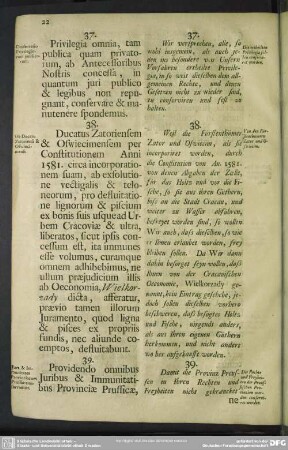 39. Iura & Immunitates Provinciarum Prussiae conservantur