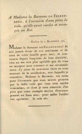 55, A Madame la Baronne de Falkenberg...