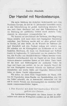 1. Der Handel mit dem festländischen Küstengebiet der Ostsee.