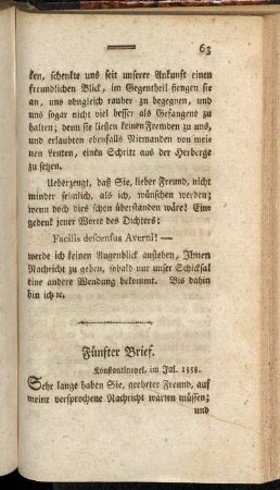 Fünfter Brief. Konstantinopel, im Jul. 1558.