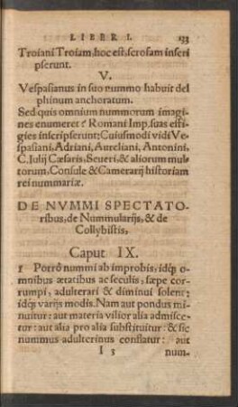 De Nummi Spectatoribus, de Nummulariis, & de Collybistis, Caput IX.