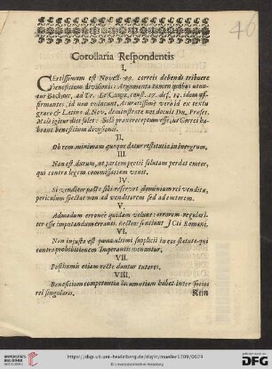 Corollaria Respondentis