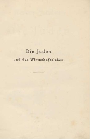 Die Juden und das Wirtschaftsleben