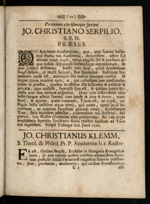 21-25, Pereximio clarissimoque Juveni; ...