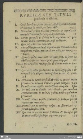 Rubricæ Seu Tituli praesentia tractatus