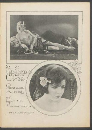 Bellezas del cine - [Fotografías] : [Retratos de] Gertrudis Astor [y] Elaine Hammerstein de la Paramount