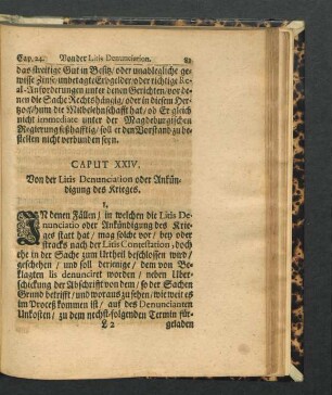 Caput XXIV. Von der Litis Denunciation oder Ankündigung des Krieges.