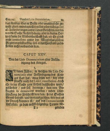 Caput XXIV. Von der Litis Denunciation oder Ankündigung des Krieges.
