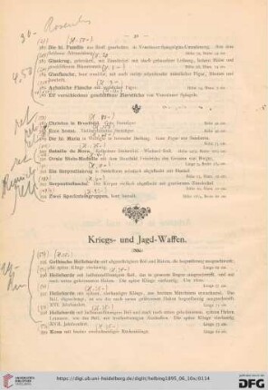 Kriegs- und Jagd-Waffen (Nr. 395-478)