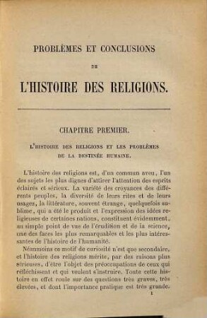 Problèmes et conclusions de l'histoire des religions