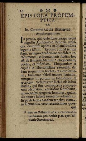 Epistola Propemptica Ad Io. Christianum Böhmium, Arnshaugiensem.