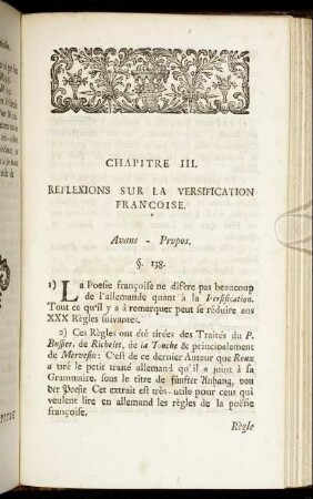 Chaitre III. Reflexions Sur La Versification Francoise.