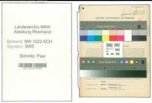 Entnazifizierung Paul Schmitz , geb. 05.07.1897 (Postbeamter)
