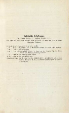 Nachträgliche Verbesserungen im ersten Band der ersten Abtheilung