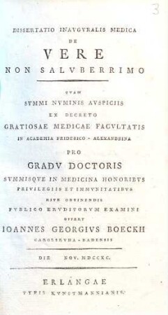 Dissertatio inavgvralis medica de vere non salvberrimo