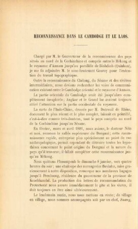 Reconnaissance dans le Cambodge et le Laos