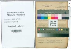 Entnazifizierung Heinrich Friedhoff , geb. 21.09.1909 (Kaufmaennischer Angestellter)