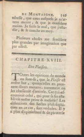Chapitre XVIII. Des Plaisirs