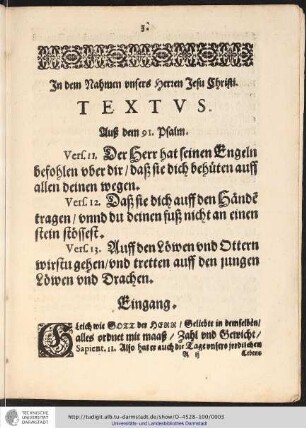 In dem Nahmen unsers Herzen Jesu Christi. TEXTVS.