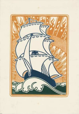 Großes Segelschiff vor Sonne am Horizont