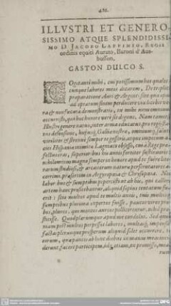 ILLVSTRI ET GENEROSISSIMO ATQUE SPLENDIDISSIMO D. JACOBO LAFFINIO, ...