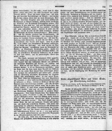 Ein abgenöthigtes Wort aus seiner Sache, zur Beurtheilung derselben / Ernst Moritz Arndt. - Altenburg ; Leipzig : Verl. d. Lit. Comptoirs, 1821