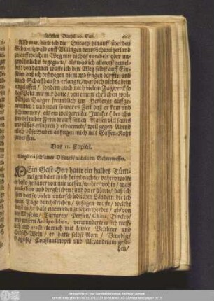 Das 11. Capitel. Simplicii seltsamer Discurs/ mit einem Scheermesser.