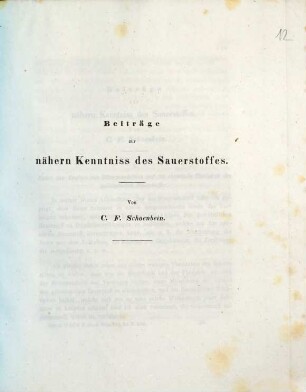 Beiträge zur nähern Kenntniss des Sauerstoffes