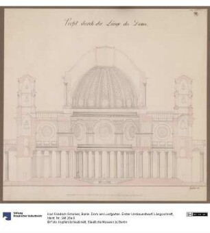 Berlin. Dom am Lustgarten. Erster Umbauentwurf. Längsschnitt