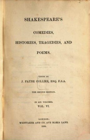 Shakespeare's Comedies, Histories, Tragedies and Poems, 6