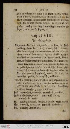 Caput VIII: De Adverbiis