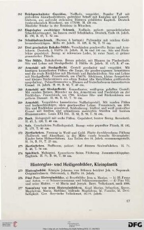 Hinterglas- und Heiligenbilder, Kleinplastik (Nr. 275-291)