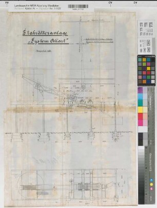 Stabrätteranlage "System Allart" 1903 1 : 50 67 x 46 Zeichnung Oberbergamt Dortmund Nr. 759